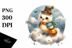 cute Baby Peacock Dressed for Halloween PNG Product Image 3