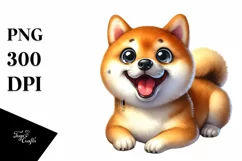 Crazy Looking Shiba Inu Watercolor Clipart Product Image 1