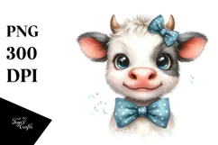 Funny Baby Cow with Big Eyes, PNG Product Image 1