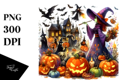 Witch Halloween Watercolor Clipart Product Image 1