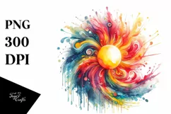 Colorful Vibrant Sun Abstract Watercolor Clipart Product Image 3