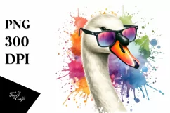 Colorful Swan with Sunglasses | Artistic Summer Sticker Product Image 3