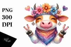 Funny Cute Cow Smiling | Sublimation Clipart Product Image 1