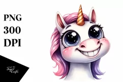 Simple Funny Expressive Unicorn, PNG Product Image 1