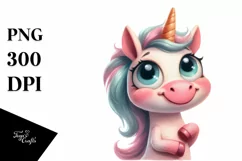Simple Funny Expressive Unicorn, PNG Product Image 3