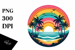 Retro Tropical Rainbow Sunset | Sublimation | PNG Clipart Product Image 3