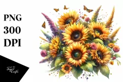 Vibrant Sunflower Watercolor Clipart Product Image 1