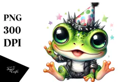 Cute Baby Frog with Punk Look PNG Product Image 1