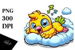 Colorful Canary Napping on Cloud PNG Product Image 1