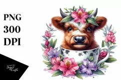 Cute Watercolor Baby Cow | Sublimation | Clipart Product Image 3