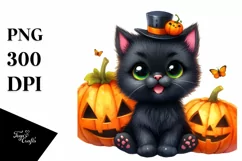 Simple Baby Black Cat Sublimation Clipart Product Image 3