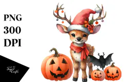 Baby Elk Halloween Watercolor Clipart Product Image 1