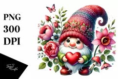 Cute Valentines Gnome Heart PNG Product Image 1