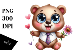 Excited Watercolor Bear standing on Two Legs | Clipart Product Image 1