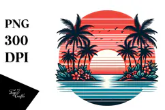Retro Tropical Island Sunset, 20 oz Tumbler Product Image 1