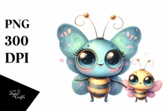 Baby Butterfly Big Eyes Watercolor Clipart Product Image 1