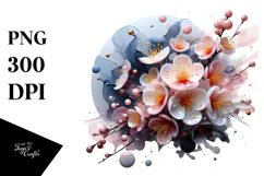 Abstract Glossy Cherry Blossom, Transparent PNG Product Image 1