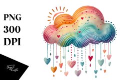 Simple Boho Cloud Hearts PNG Product Image 1