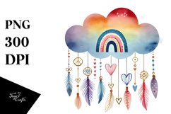 Simple Boho Cloud Hearts PNG Product Image 1