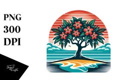Retro Tropical Tree Beach Vector, PNG Product Image 1