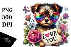 Colorful Puppy Love Heart PNG Product Image 1