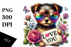 Colorful Puppy Love Heart PNG Product Image 1