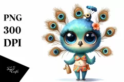 Cute Peacock Beach Clipart | Sublimation | Clipart Product Image 1
