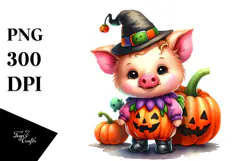 Cute Baby Pig Halloween PNG Product Image 1