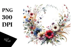 Abstract Wild Flowers, Watercolor PNG Product Image 1