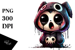 Spooky Cute Bat Waterwash PNG Product Image 1