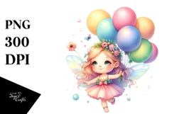 Colorful Cute Fairy Floating Balloons Clipart Product Image 1