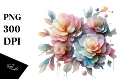 Colorful Peonies PNG Product Image 1