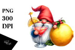 Whimsical Gnome Drinking Cocktail PNG Product Image 1