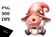 Cute Gnome Ranunculus PNG Product Image 1