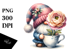 Cute Gnome Ranunculus PNG Product Image 1