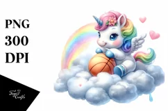 Basketball Baby Unicorn Cloud | Clipart Product Image 3