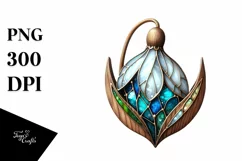 Stained Snowdrop Wooden Watercolor Clipart Product Image 3