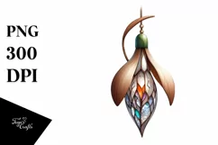 Stained Snowdrop Wooden Watercolor Clipart Product Image 1