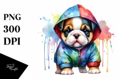Enthusiastic Bulldog with Rain Coat PNG Product Image 3