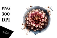 Glossy Dahlia Shiny Golden Watercolor Clipart Product Image 1