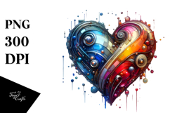 Digital Heart with Metallic Insertions PNG Product Image 1