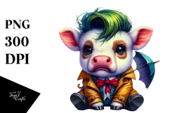 Vibrant Baby Cow with Cool Haircut PNG Product Image 1