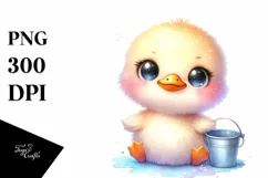 Cute Colorful Watercolor Small Baby Swan | Clipart Product Image 1