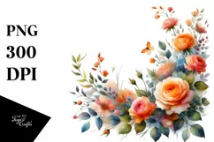 Vibrant Orange Roses Floral Frame PNG Product Image 3