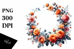 Vibrant Orange Roses Floral Frame PNG Product Image 3