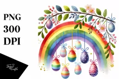 Simple Watercolor Digital Painting with Rainbow, Transparent Product Image 1
