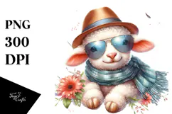 Cute Lamb with Hat and Sunglasses PNG Product Image 1