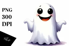 Funny Watercolor Whimsical Halloween Ghost Clipart Product Image 1