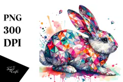 Colorful Bunny Made of Diamonds PNG Product Image 1
