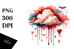 Colorful Heart with Wings and Crown Digital Painting PNG Product Image 1
